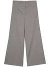 Low Classic Wide Leg Wool Trouser With Belt Loops In Gray