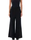 Low Classic Wide Wool Trousers Featuring Pockets In Black
