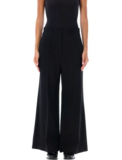 Low Classic Wide Wool Trousers In Black