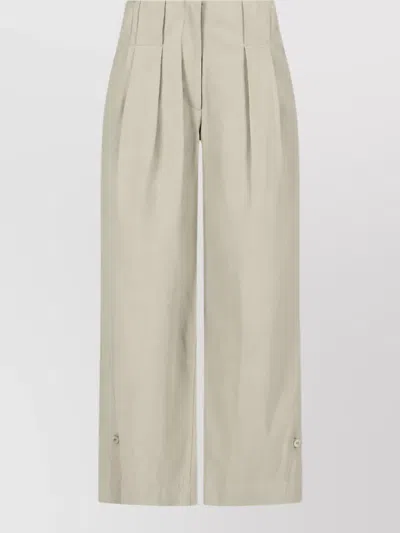 Low Classic Pleated Wide-leg Trousers In Neutral