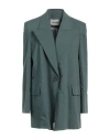 Low Classic Woman Blazer Green Size S Cotton, Linen, Polyester, Polyurethane, Nylon In Green