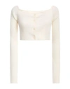 Low Classic Woman Cardigan Cream Size M Rayon, Nylon In White