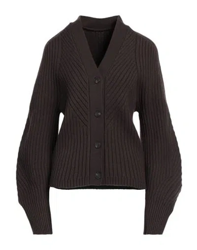 Low Classic Woman Cardigan Dark Brown Size M Acrylic, Polyester, Wool