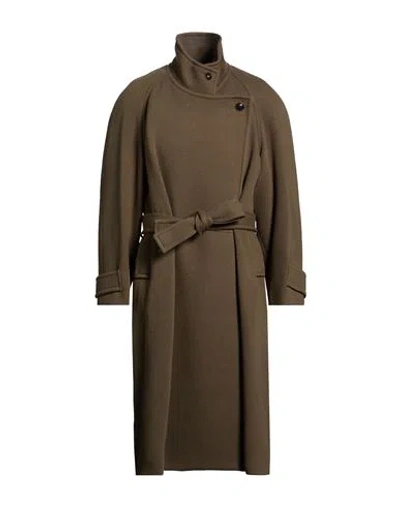 Low Classic Woman Coat Khaki Size M Wool, Nylon In Brown