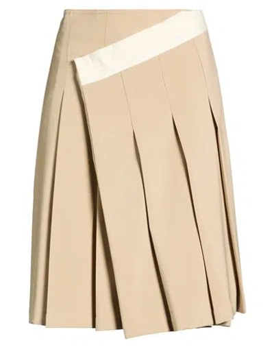 Low Classic Woman Midi Skirt Beige Size L Polyester, Polyurethane In Nude