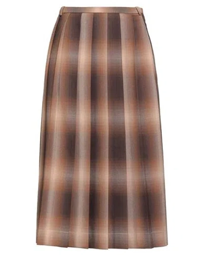 Low Classic Woman Midi Skirt Brown Size M Polyester, Rayon, Polyurethane