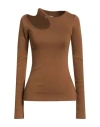Low Classic Woman T-shirt Brown Size M Cotton, Polyurethane In Brown