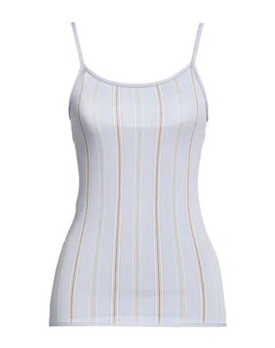 Low Classic Woman Top Light Blue Size S Rayon, Nylon In White