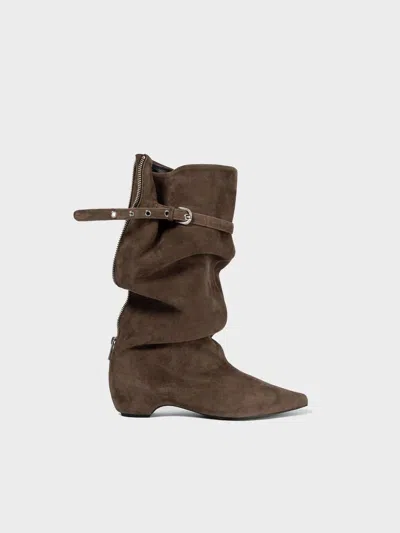 Low Classic Women's Suede Middle Boots In Brown