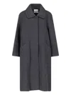 Low Classic Concealed-fastening Wool-blend Jacket In Gray
