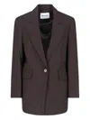Low Classic Tailored Blazer With Notch Lapel And Pockets In Brown