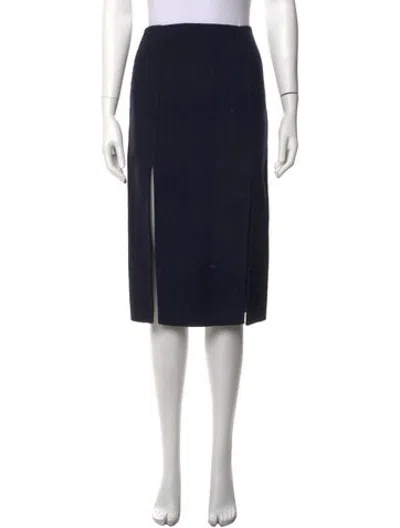 Pre-owned Low Classic Wool Knee-length Skirt In Blue