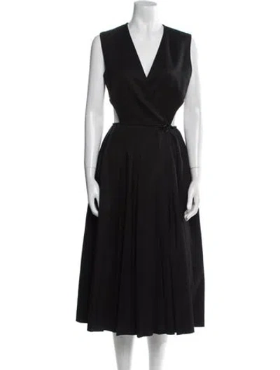 Pre-owned Low Classic Wool Long Dress In Black