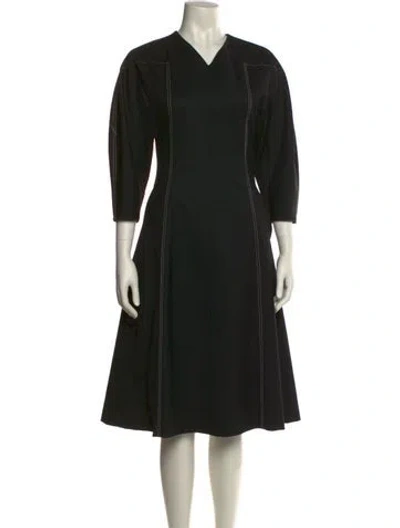 Pre-owned Low Classic Wool Midi Length Dress In Black