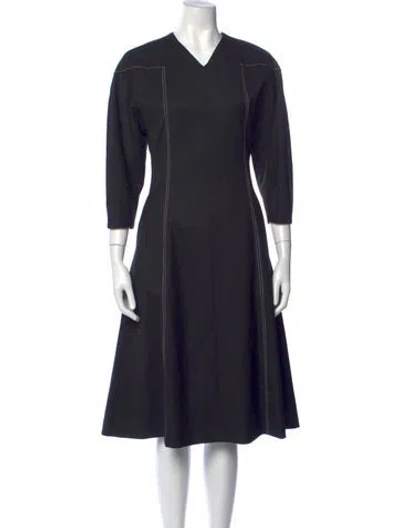Pre-owned Low Classic Wool Midi Length Dress In Black