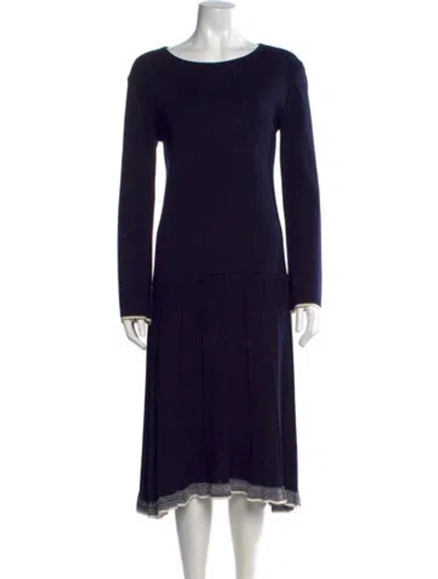 Pre-owned Low Classic Wool Midi Length Dress In Blue