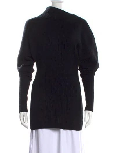 Pre-owned Low Classic Wool Mock Neck Sweater In Black
