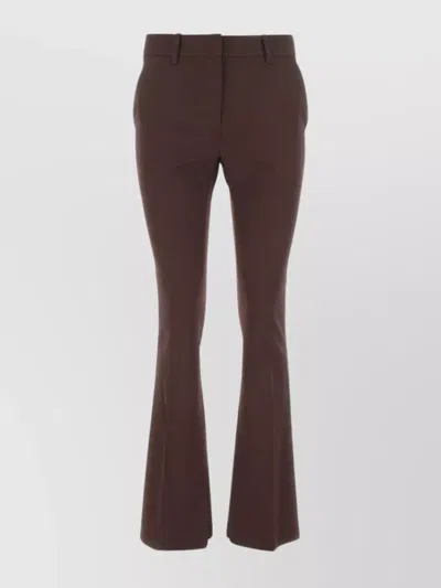 Low Classic Wool Pant With Flared Silhouette And Back Welt Pockets In Brown