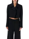Low Classic Wool Cropped Jacket Structured Shoulders In Black