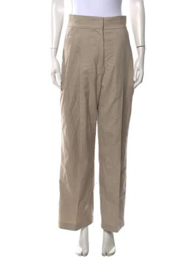 Pre-owned Low Classic Wool Straight Leg Pants In Neutrals