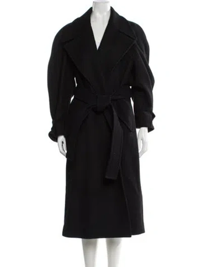 Pre-owned Low Classic Wool Trench Coat In Black