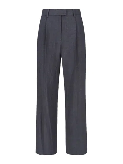 Low Classic Wool Trousers In Gray