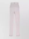 Low Classic Wool Trousers With Wide Leg And Front Pleats In Pink