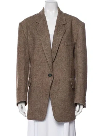 Pre-owned Low Classic Wool Tweed Pattern Blazer In Brown