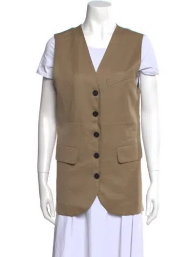 Pre-owned Low Classic Wool V-neck Button-up Top In Neutral