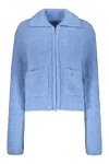 Low Classic Wool Zipped Jacket In Light Blue