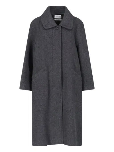 Low Classic Wool-blend Long Coat In Gray
