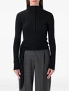 Low Classic Black Long Sleeve Half-neck Wrap Top In Black