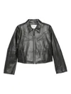 Low Classic Zip-front Cropped Leather Jacket In Black