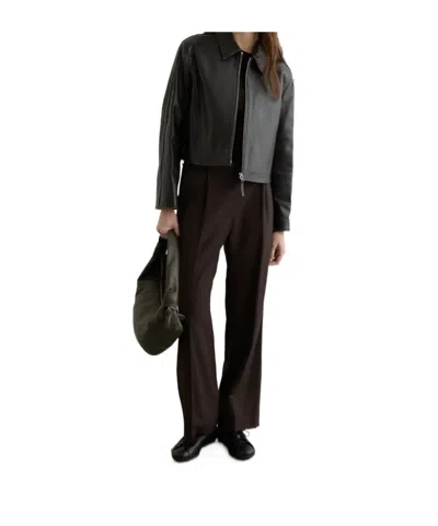 LOW CLASSIC ZIP-FRONT CROPPED LEATHER JACKET