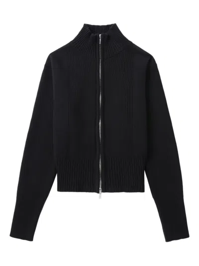 Low Classic Zip-up Cardigan In Black