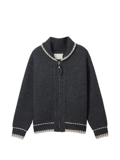 Low Classic Zip-up Collar Cardigan In Gray