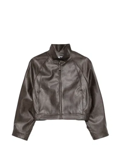 Low Classic Zipped Cropped Jacket In Brown