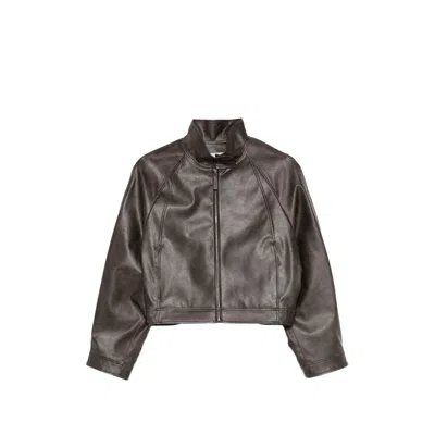 Low Classic Zipped Cropped Jacket In Brown