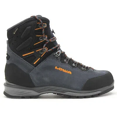 Pre-owned Lowa Mens Boots Ticam Evo Gtx Casual Lace Up Ankle Hiking Outdoor Suede In Steel Blue Orange