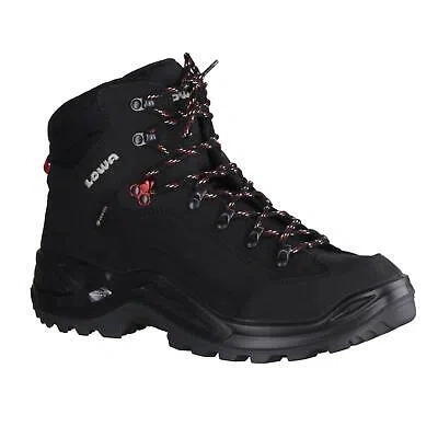 Pre-owned Lowa Renegade Gtx Mid 310945 9913 Wanderschuh Herren Schwarz/rubinrot