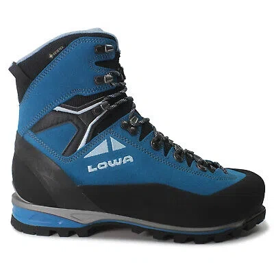 Pre-owned Lowa Womens Boots Alpine Expert Ii Gtx Outdoor Lace Up Ankle Suede Textile In Turquoise Ice Blue
