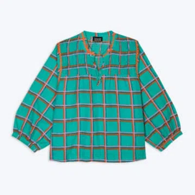 Lowie - Aqua Check Blouse In Green