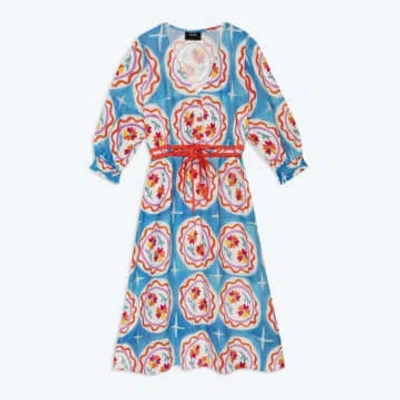 Lowie Lyocell Plate Print Dress In Blue