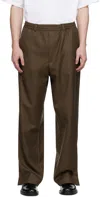 Lownn Brown Elasticized Trousers In Brown
