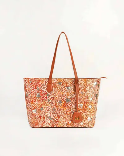 Loyal West Women's California Poppy Large Bag In Golden Floral Leather In Brown