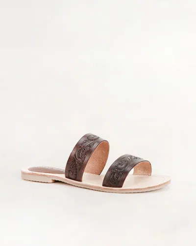 Loyal West Women's Mesa Wanderer Sandals In Black Handtooled Leather In Brown