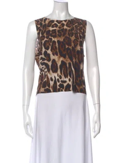 Pre-owned Loyd/ford Animal Print Crew Neck Top In Brown