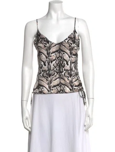 Pre-owned Loyd/ford Animal Print V-neck Top In Neutrals