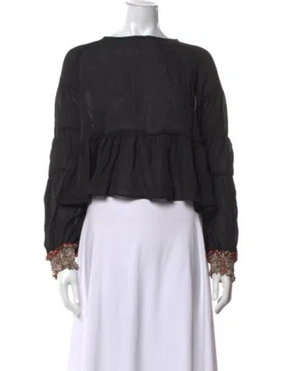 Pre-owned Loyd/ford Crew Neck Long Sleeve Blouse In Black
