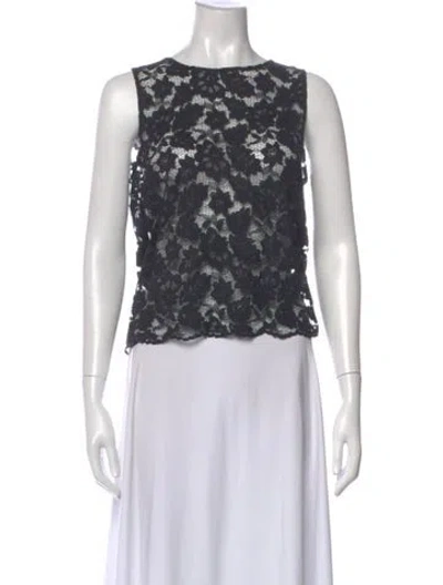 Pre-owned Loyd/ford Lace Pattern Crew Neck Top In Blue